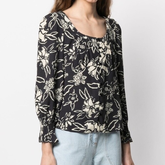 New! ba&sh Sessee Floral Print Blouse - Picture 2 of 13